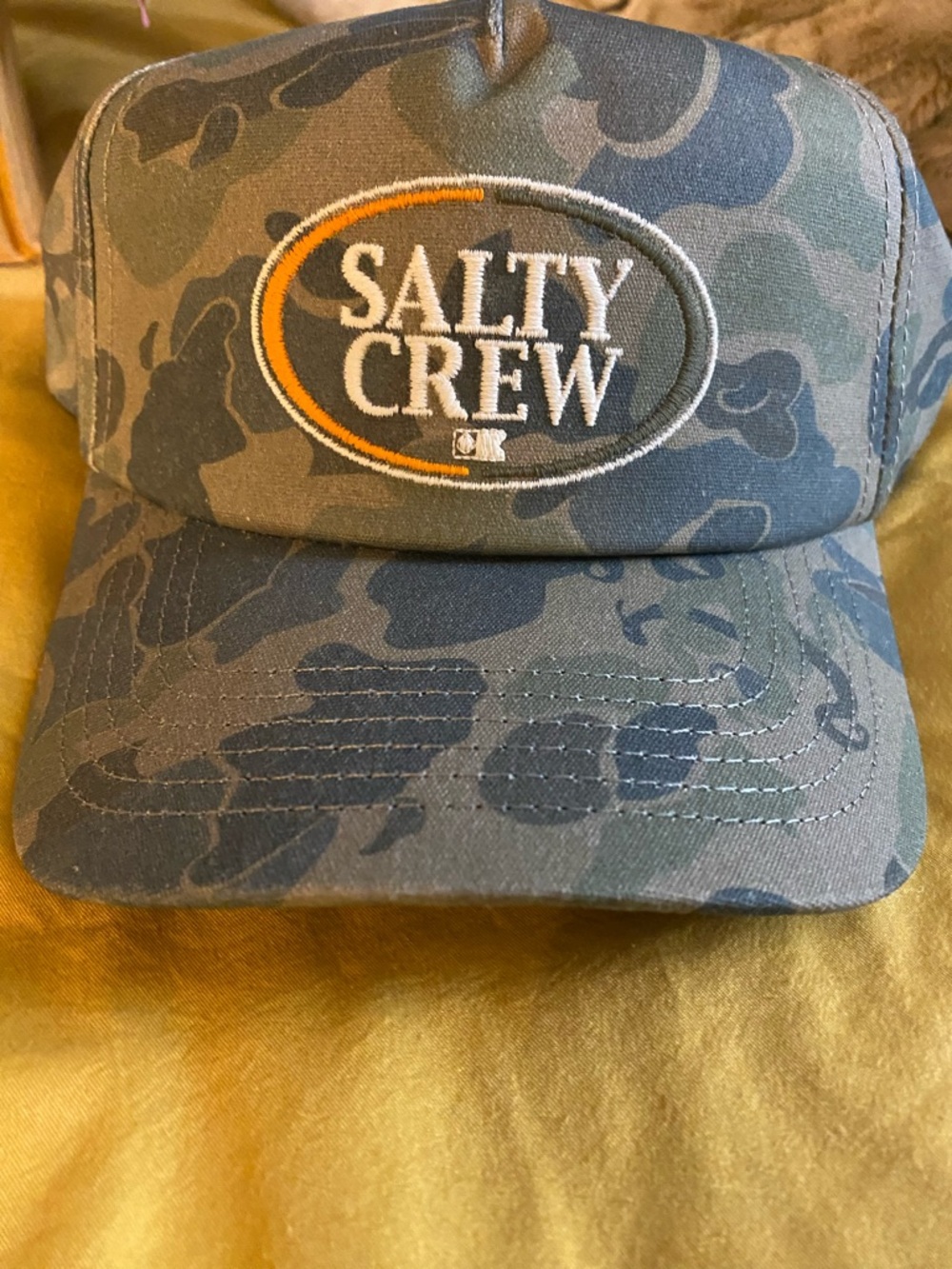 Salty Crew Camo Snapback Hat - Green and Tan